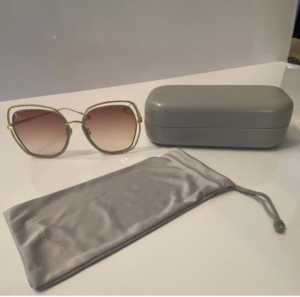 Charles & Keith Gold Frame Gradient Sunglasses With Case